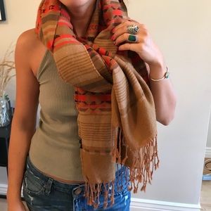 Red and Brown Tribal print scarf